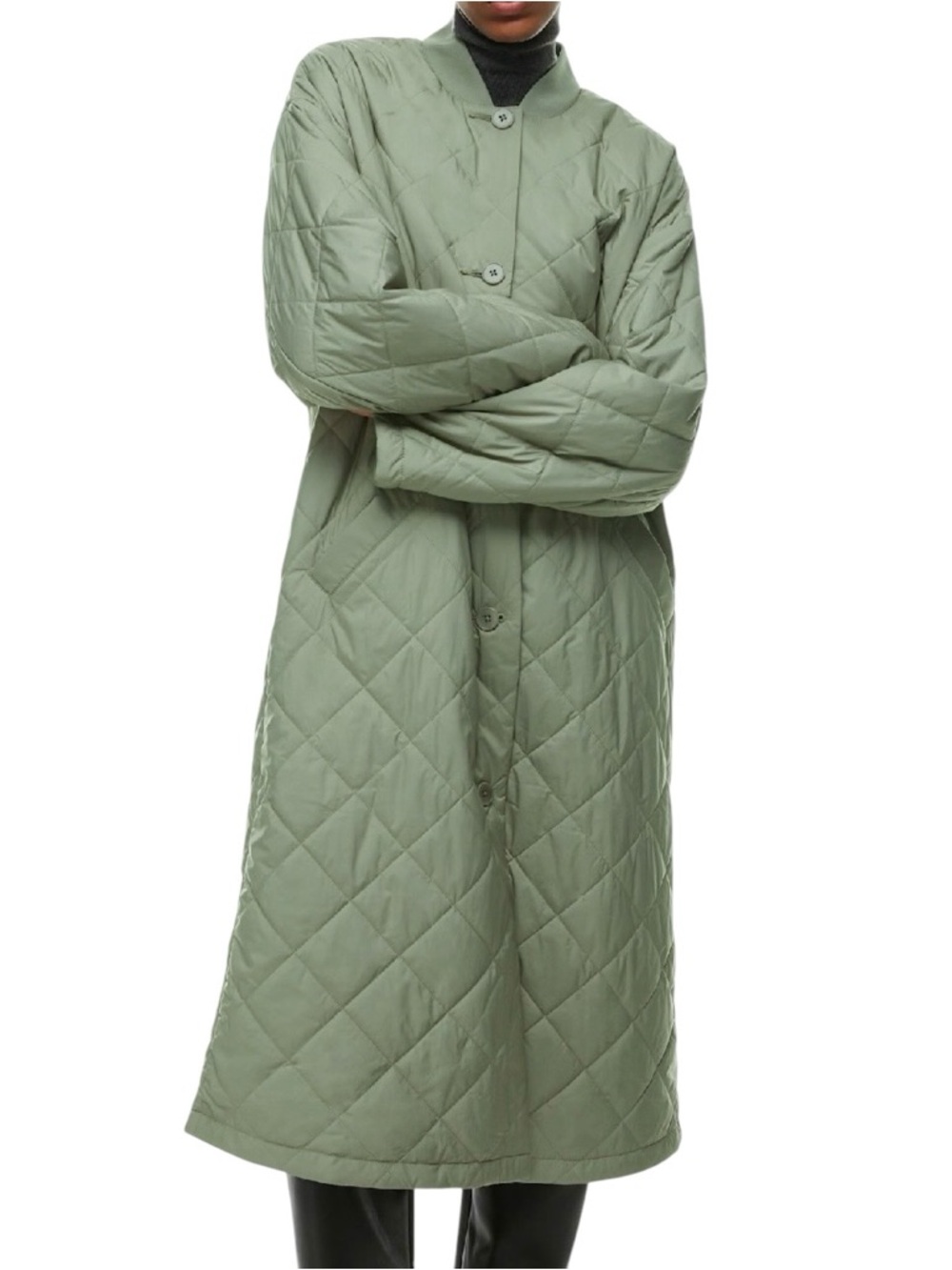Aritzia Wilfred Pavant Quilted Down Alternative Coat Sage Green 2XS XXS Jacket